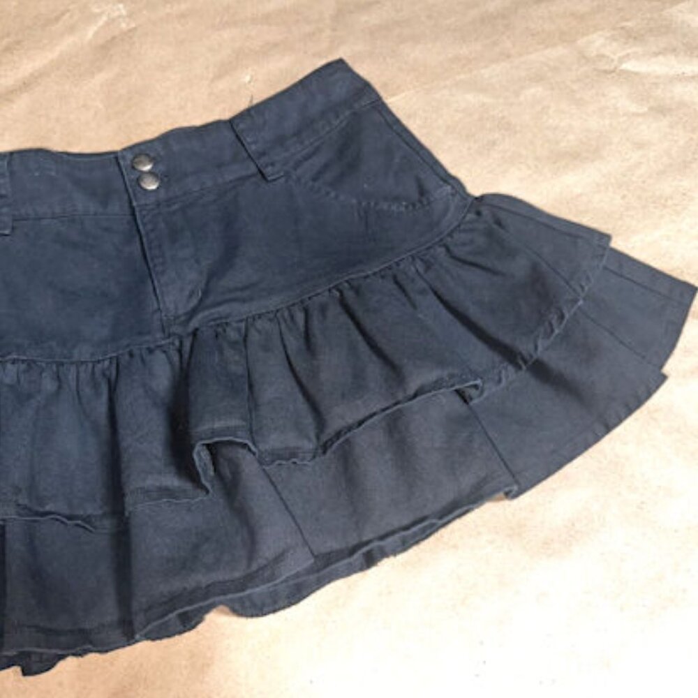 Social Collision Black Ruffled Skirt, Goth, Small - Picture 5 of 7